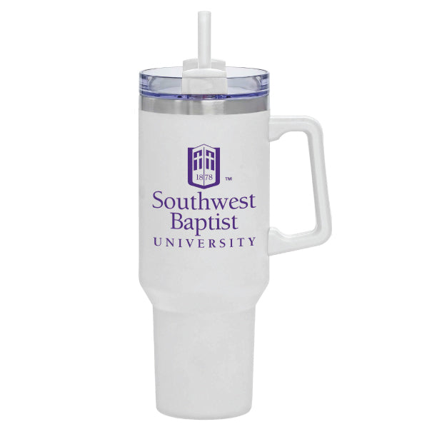 40 oz. Tumbler with Straw and Handle, White