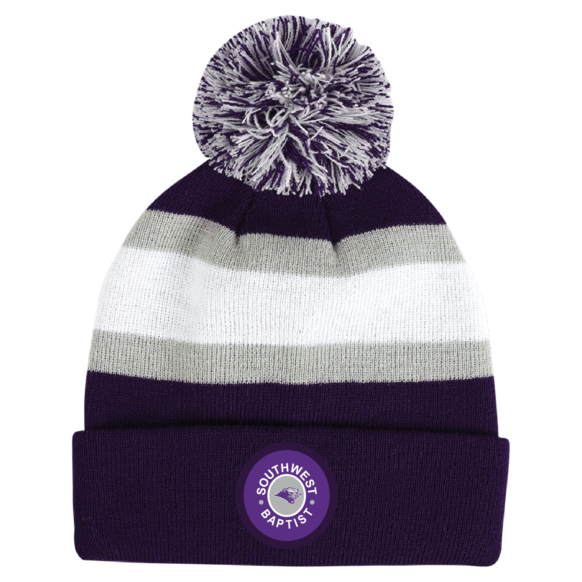 Trinity Striped Pom Beanie | Purple