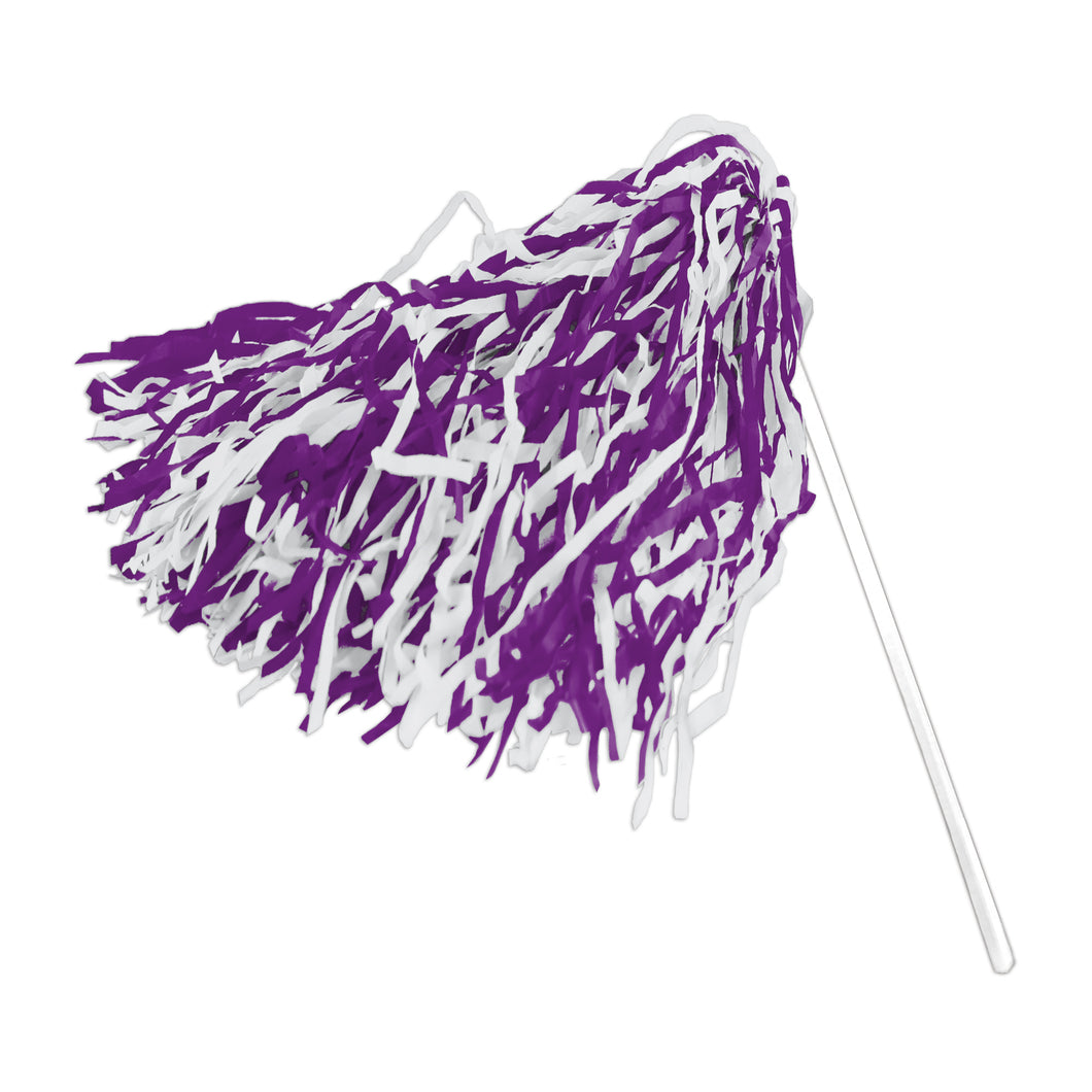 Poms With Plastic Stick, Purple/White