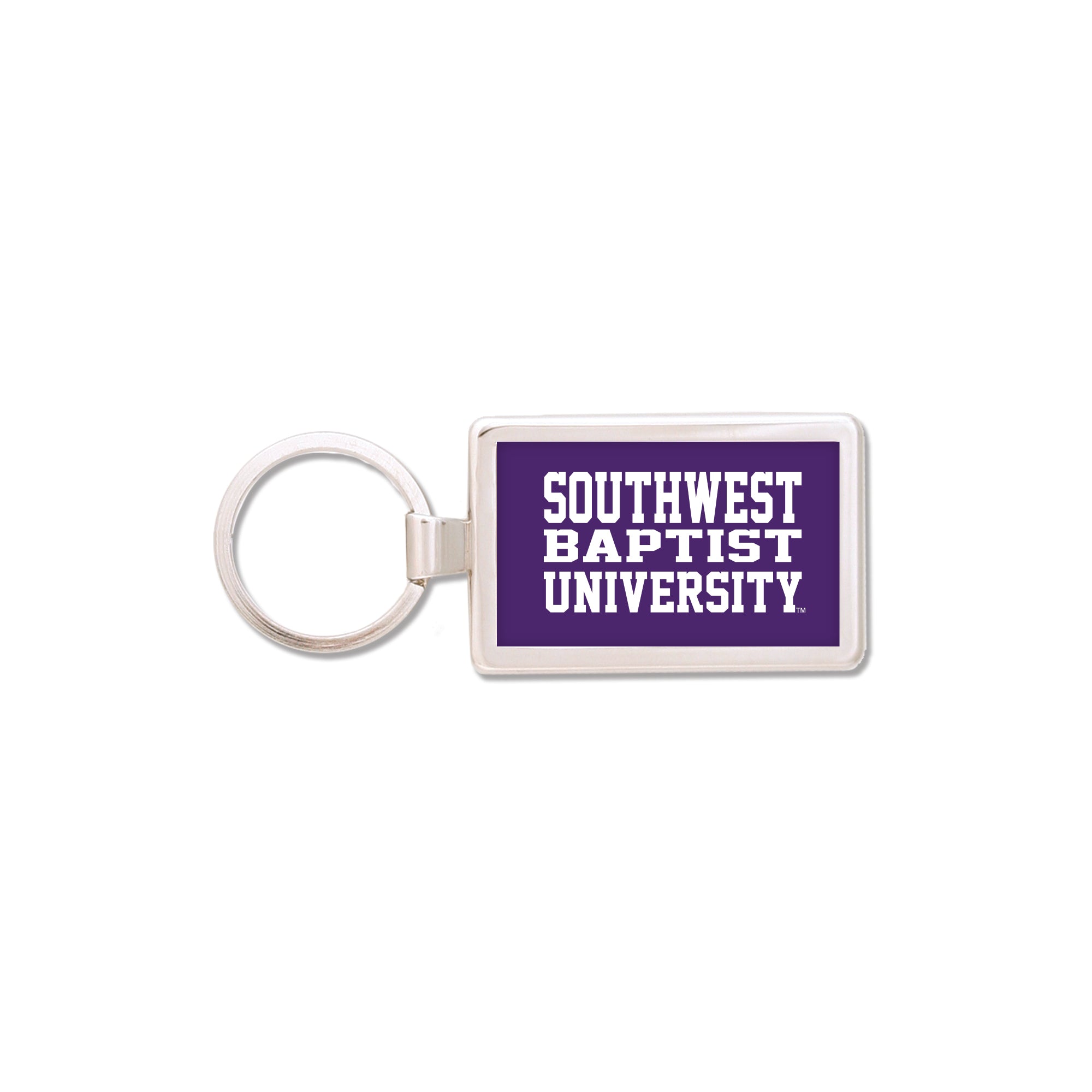 Silver Maverick Rectangular Key Tag | Purple