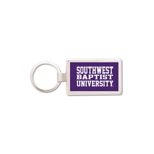 Silver Maverick Rectangular Key Tag | Purple