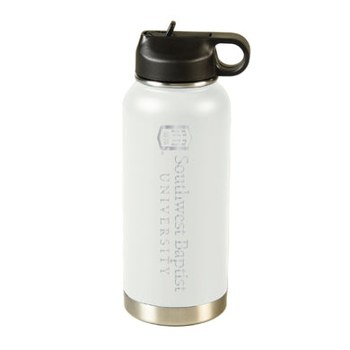 32 oz. Laser Etched Powder Coated Water Bottle, White