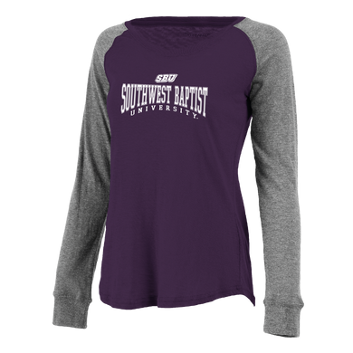 Ladies Preppy Patch Long Sleeve Tee, Purple