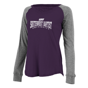 Ladies Preppy Patch Long Sleeve Tee, Purple