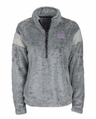 Ladies Remy 1/4 Zip Fuzzy Pullover, Frosty Grey/ Natural