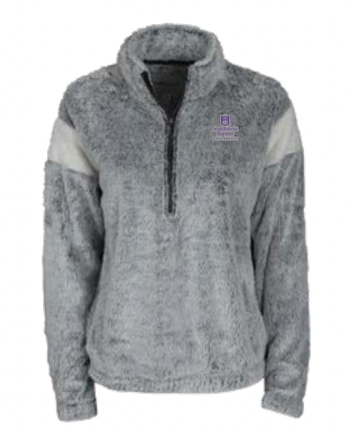 Ladies Remy 1/4 Zip Fuzzy Pullover, Frosty Grey/ Natural