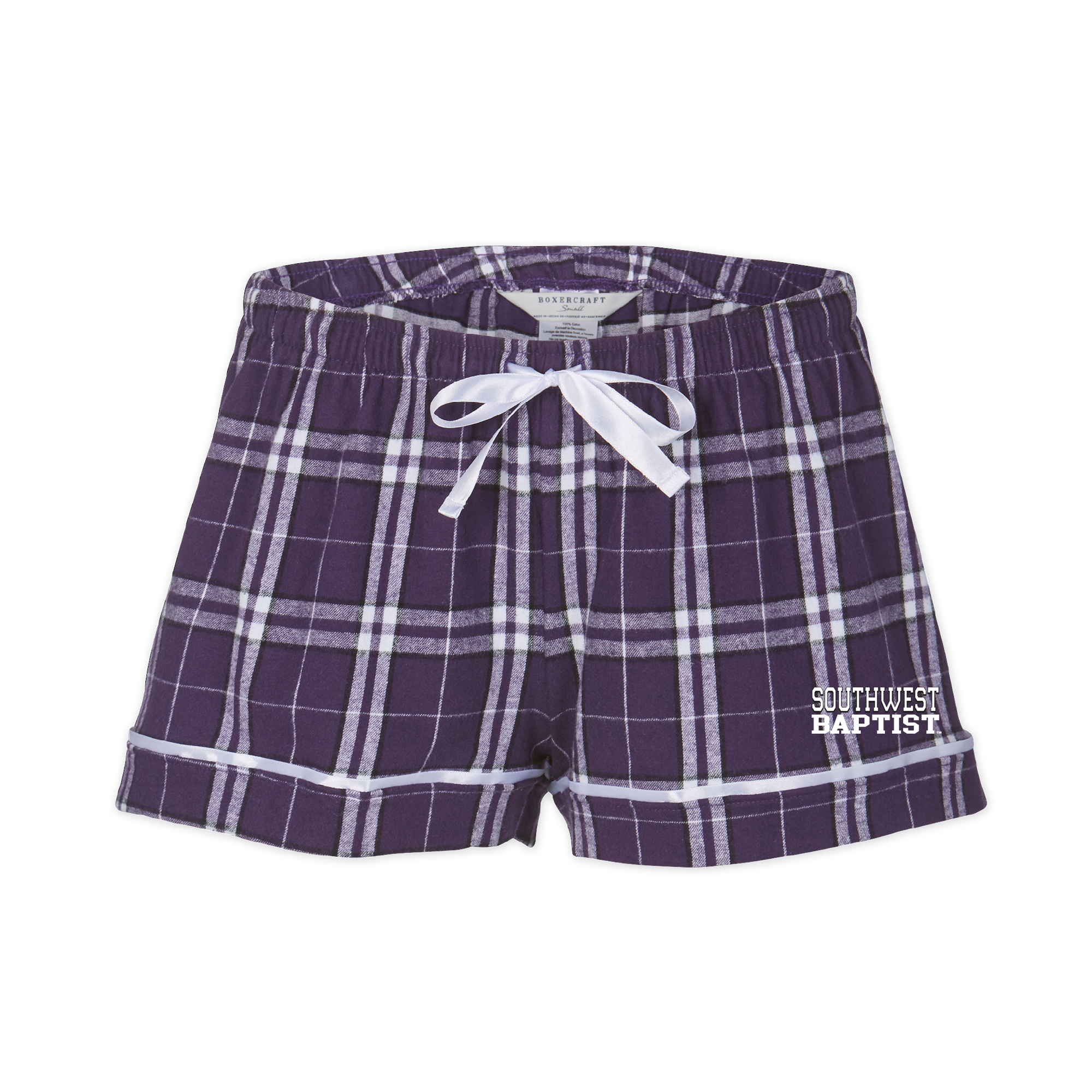 Women's Flannel Short | Purple/White Plaid