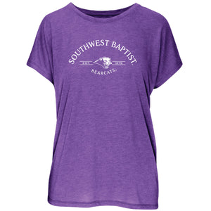 Women's Blossom Relaxed Dolman Short Sleeve Tee, Purple Heather