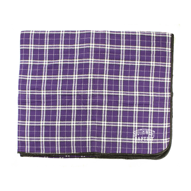 Flannel Blanket Purple & White Plaid