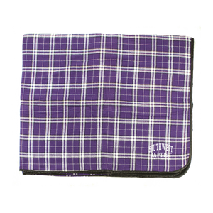 Flannel Blanket Purple & White Plaid