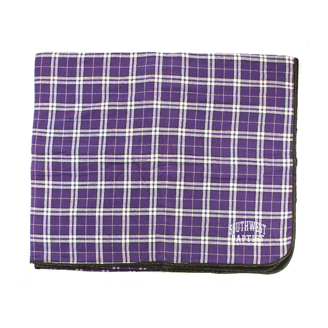 Flannel Blanket Purple & White Plaid